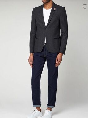 NWT Ben Sherman Charcoal Tipped Flannel Blazer, size 40
